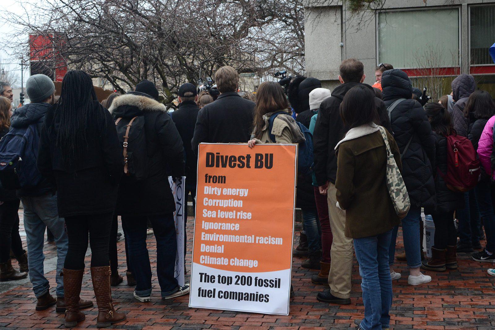 Divest BU launches a campaign Thursday asking alumni to withhold donations to the university until it divests from the fossil fuel industry. PHOTO BY CARRIE SHEEHAN/ DAILY FREE PRESS STAFF