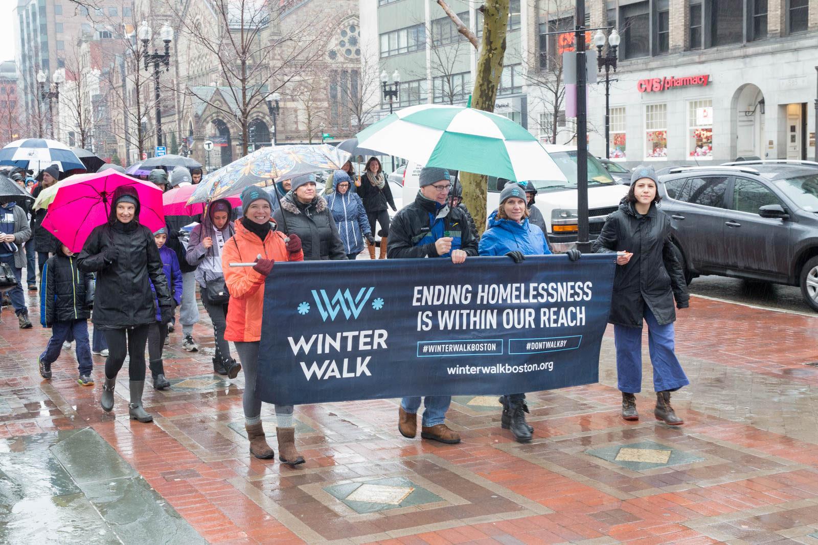 People take part in the annual winter walk at Copley Square on Saturday morning. PHOTO COURTESY EVGENIA ELISEEVA