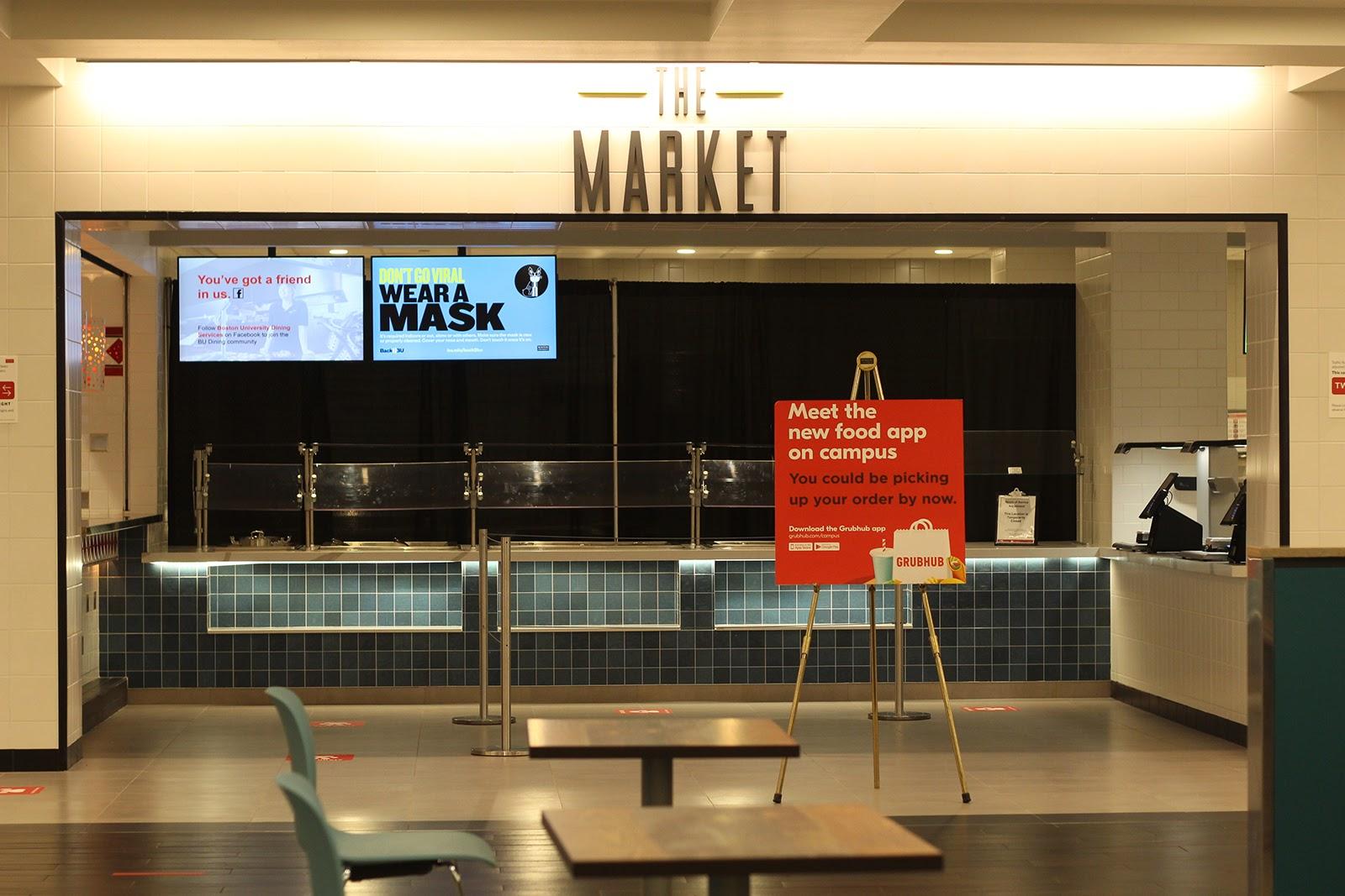The Market, a restaurant located in the George Sherman Union at Boston University, will remain closed during the Fall 2020 semester. HANNAH YOSHINAGA/ DAILY FREE PRESS STAFF
