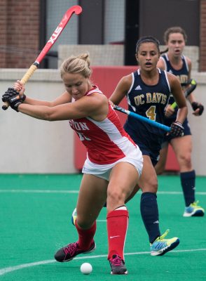 Senior forward Madeline McClain's goal won the game for BU on Sunday. PHOTO BY JUSTIN HAWK/ DAILY FREE PRESS STAFF 