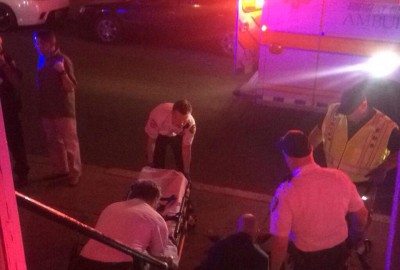 Paramedics respond to a stabbing at the corner of Linden Street and Cambridge Street in Allston Saturday night. PHOTO BY AMANDA BURKE/DAILY FREE PRESS STAFF