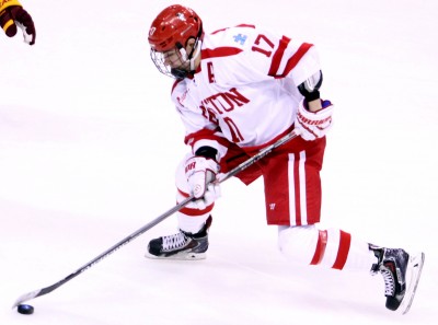Evan Rodrigues will sign with the Buffalo Sabres. PHOTO BY MAYA DEVEREAUX/DAILY FREE PRESS FILE PHOTO