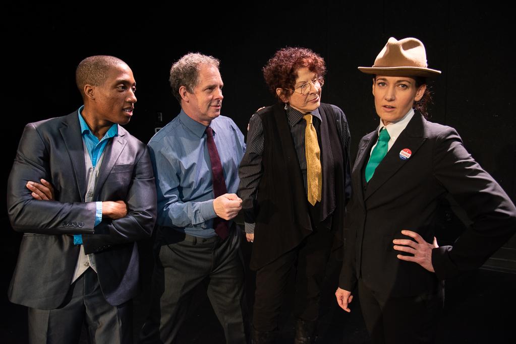 From left to right: KP Powell, Benjamin Evett, Bobbie Steinbach and Aimee Doherty in “1776” at the New Repertory Theatre. COURTESY OF ANDY BRILLIANT/ BRILLIANT PICTURES