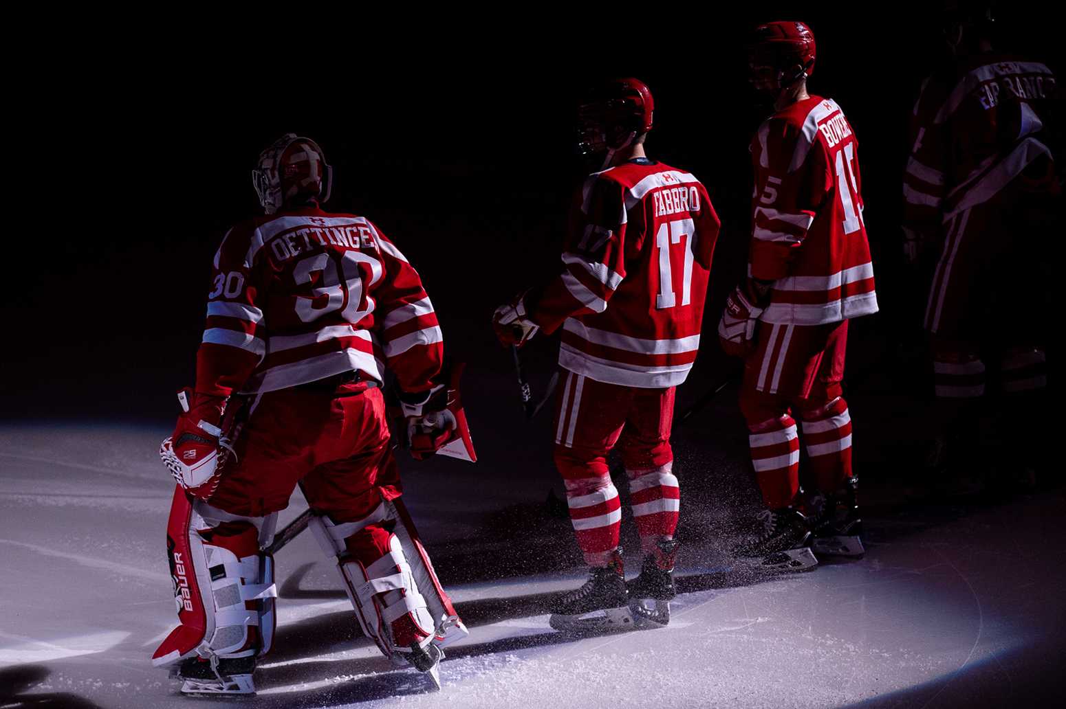 Current Terriers Jake Oettinger, Dante Fabbro and Shane Bowers. Each are included in the nine first-round draft picks Boston University has seen over the last four years. MADDIE MALHOTRA/ DAILY FREE PRESS STAFF