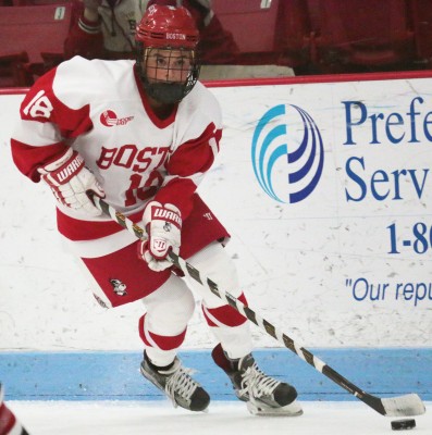 Senior Rebecca Russo scored BU's first goal of the game. PHOTO BY KELSEY CRONIN/DAILY FREE PRESS STAFF