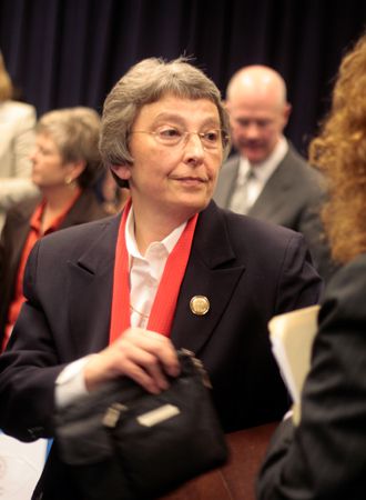 Massachusetts Governor Duval Patrick's pick for Massachusetts Supreme Judicial Court Barbara Lenk goes before the Governor's Council for her confirmation hearing at the State House on Wednesday. Photo by Ruth Bluestone.