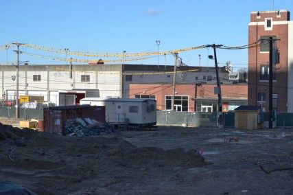 A building was demolished Thursday, an important step in the construction of the New Balance Field. PHOTO BY HEATHER GOLDIN/DAILY FREE PRESS STAFF
