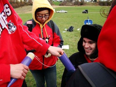 College of Engineering sophomore Kam Tabatttanon and College of Engineering junior Michael Piettit work on a rocket as a part of the Rocket Propulsion Group November 3. PHOTO COURTESY OF CAROLINA MUNOUZ. 