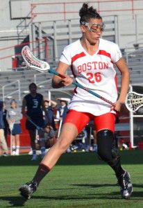 Terrier senior midfielder Kristen Mogavero scored one goal and registered two shots in BU’s 9-8 overtime win in its first game of the season. MICHELLE JAY/DAILY FREE PRESS STAFF