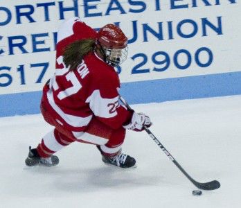 Terrier freshman forward Jordan Juron scored the lone goal for BU in its 3–1 loss to Northeastern University in the semifinals of the Beanpot tournament Tuesday night. MICHELLE JAY/DAILY FREE PRESS STAFF