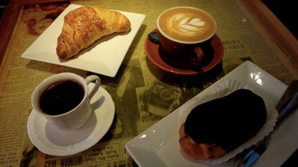 Pastries, French hot chocolate and the perfect hazelnut latte. Photo by Noemi Carrant, Daily Free Press staff 