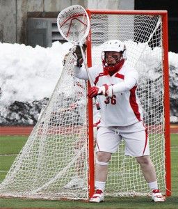 SARAH FISHER/DAILY FREE PRESS STAFF Christina Sheridan made 13 saves and stopped 7-of-8 free-position attempts in the Terriers’ losing effort in an overtime game against UMBC. 