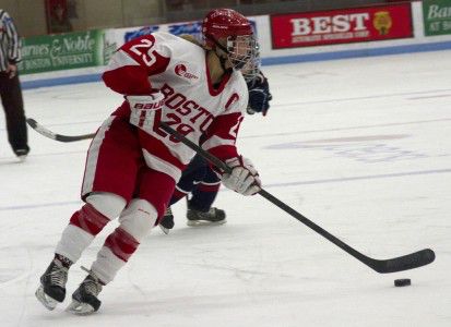 MICHELLE JAY/DAILY FREE PRESS STAFF With a 51-point season, Terrier junior co-captain Marie-Philip Poulin was named to the Canadian National Team.