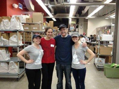 Photo Courtesy of Shannon Stocks   CAS freshman Katelyn Flowers (Right), COM freshman Jillian Richardson and CGS freshman Shannon Stocks (Left) work with a Food and Friends manager in Washington, D.C.