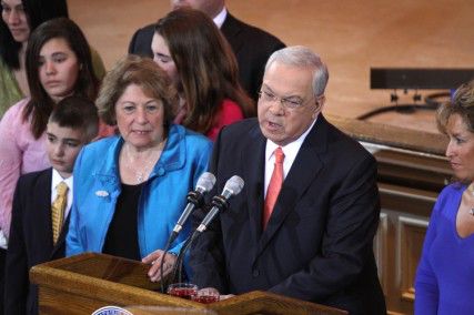 Boston Mayor Thomas Menino announces that he will not be running for a sixth term as mayor Thursday, March 28, 2013 at Faneuil Hall in Boston, Mass. PHOTO BY MICHELLE JAY/DAILY FREE PRESS STAFF