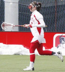 SARAH FISHER/DAILY FREE PRESS STAFF Freshman Jill Horka scored two goals in BU’s game April 21 against Stony Brook University.