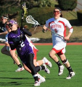 MICHELLE JAY/DAILY FREE PRESS STAFF Junior attack Elizabeth Morse scored 2 goals in BU’s loss to University at Albany.