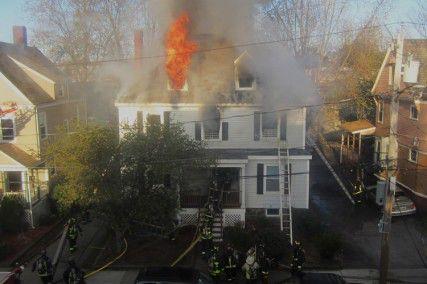 A three-alarm fire at 87 Linden St. broke out early Sunday morning, leaving one dead and 15 injured. PHOTO COURTESY OF CHEUN PARK