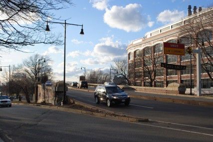 The William J. Reid Overpass, a bridge on the Cambridge side of the BU Bridge that carries the traffic over a rotary, will close April 7 for six months for construction. PHOTO BY CHRISTIANA MECCA/DAILY FREE PRESS STAFF