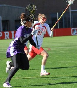 MICHELLE JAY/DAILY FREE PRESS STAFF Terrier sophomore attack Lindsay Weiner scored 2 goals and put up a career-high 4 assists.
