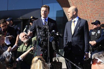 Robert Stahl, Dias Kadyrbayev’s defense lawyer, speaks to the media after Kadyrbayev was  formally charged with conspiracy to obstruct justice Wednesday afternoon at the John Joseph Moakley United States courthouse. PHOTO BY KYLE PLANTZ/DAILY FREE PRESS