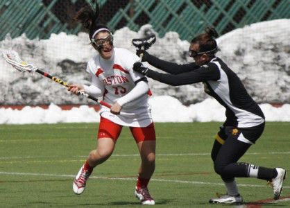 SARAH FISHER/DAILY FREE PRESS STAFF Senior attack Danielle Etrasco had a great effort in BU’s loss to Cornell University Saturday.