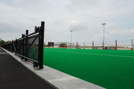 The New Balance Field, which features Astro turf, seats 500 and has an underground parking garage, opened Saturday near West Campus. PHOTO BY HEATHER GOLDIN/DAILY FREE PRESS STAFF