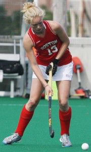 MAYA DEVEREAUX/DAILY FREE PRESS STAFF Freshman midfielder Hester van der Laan has three goals and two assists for the field hockey team this season. 