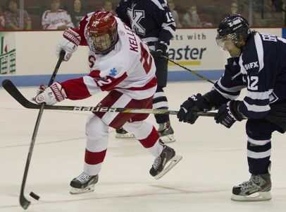 MICHELLE JAY/DAILY FREE PRESS STAFF Freshman Tommy Kelley notched the game-winning goal in BU’s exhibition win over St. Francis Xavier. 