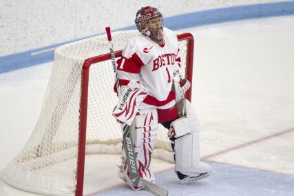 MICHELLE JAY/DAILY FREE PRESS STAFF Senior goaltender Kerrin Sperry will return as a veteran presence in net for the Terriers. 