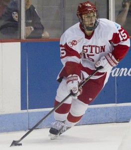 MICHELLE JAY/DAILY FREE PRESS STAFF Freshman forward Nick Roberto scored the lone goal for BU in its 5-1 loss to Boston College.
