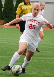 FALON MORAN/DAILY FREE PRESS STAFF Freshman forward Erika Kosienski scored the only goal as the Terriers went on to beat Navy for the Patriot League title. 