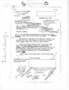 An FBI document from Sept. 14, 1960, accusing BU professor Issac Asimov of possible communist affiliations. PHOTO COURTESY OF MUCKROCK