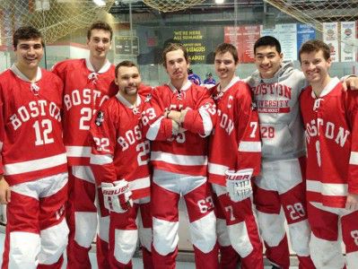 Members of Boston University's inline hockey club team, ice hockey club team and varsity ice hockey team are growing out mustaches for the entire month of November in support of this year's Movember campaign. PHOTO COURTESY OF ETHAN SHIBUTANI