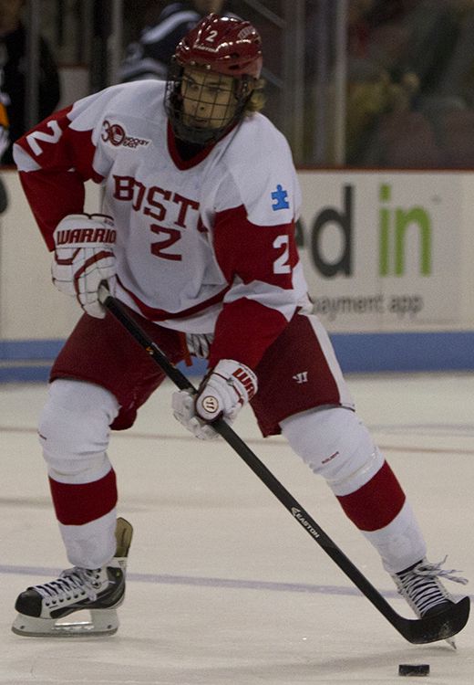 MICHELLE JAY/DAILY FREE PRESS STAFF Sophomore defenseman Ahti Oksanen scored the Terriers’ only goal against Providence College Saturday. 
