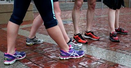 Nick Smith finishes his morning run with BU Triathlon teammates in preparation for the marathon in May. PHOTO BY AMY GOREL/DAILY FREE PRESS.