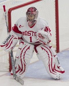 MICHELLE JAY/DAILY FREE PRESS STAFF Senior goaltender Kerrin Sperry was named Hockey East Goaltender of the Month for November. She also received the honor in October. 
