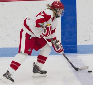 MICHELLE JAY/DAILY FREE PRESS STAFF Sophomore forward Sarah Lefort notched four points and her second career hat trick in BU’s 5-2 win over Northeastern Tuesday night. 