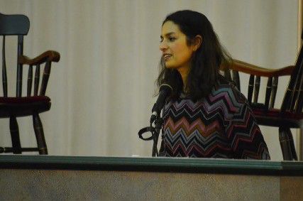 Pulitzer Prize-winning author Jhumpa Lahiri read passages from her novel The Lowland at Morse auditorium Wednesday night. PHOTO BY KATHRYN NEUHARDT/DAILY FREE PRESS STAFF