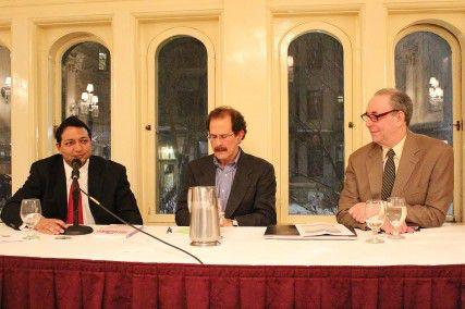  Anshul Jain, James Katz and Michael Barrishosted a panel Thursday evening at The Castle concerning their new book, The Social Media President: Barack Obama and the Politics of Citizen Engagement. PHOTO BY ASHLYN EDWARDS/DAILY FREE PRESS STAFF