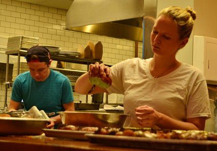 Chefs Justin Burke-Sampson and Stephanie Cmar bring pastries to Mei Mei restaurant. By taking over another kitchen they avoid many costs of operating a successful business. PHOTO BY BROOKE JACKSON-GLIDDEN/DAILY FREE PRESS STAFF