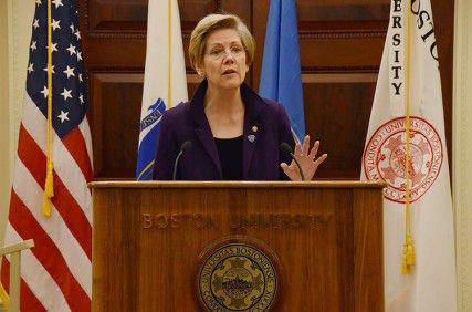 U.S. Sen. Elizabeth Warren spoke with Boston University students and faculty Monday afternoon in the School of Management about the challenge of student loans and the affordability of college as part of the Initiative on Cities Speaker Series. PHOTO BY FALON MORAN/DAILY FREE PRESS STAFF