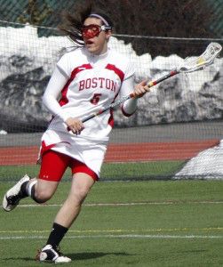 SARAH FISHER/DAILY FREE PRESS STAFF Terrier senior attack Elizabeth Morse tacked on a goal in BU’s 11–6 defeat against Harvard Wednesday.