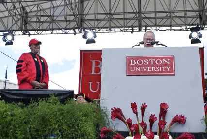 Boston University President Robert Brown awards comedian Bill Cosby an honorary Doctor of Humane Letters at BU’s May 18 graduation exercises. PHOTO BY RODRIGO BONILLA/DAILY FREE PRESS STAFF