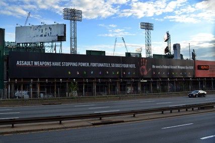 The Newton non-profit Stop Handgun Violence must find a new location for its landmark gun control billboard, which faces the Massachusetts Turnpike between Fenway Park and the Kenmore Citgo sign, by March 2015. PHOTO BY TRISHA THADANI/DAILY FREE PRESS STAFF