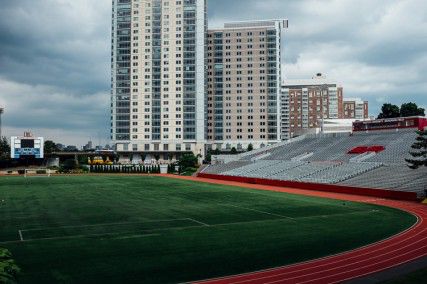 Nickerson Field, located between the West Campus dorms and Student Village, is home to BU sports events as well as other events such as Splash, concerts, and commencement. PHOTO BY CLINTON NGUYEN/DAILY FREE PRESS STAFF