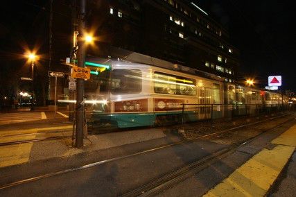 The MBTA's Green Line, seen here at Silber Way, runs directly through the center of Boston University's campus and allows for quick and efficient transportation anywhere in the city. PHOTO BY EMILY ZABOSKI/DAILY FREE PRESS STAFF