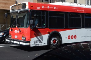 Boston University’s shuttle, known as the BUS, will start running during the day on Saturdays this semester. PHOTO BY MIKE DESOCIO/DAILY FREE PRESS STAFF