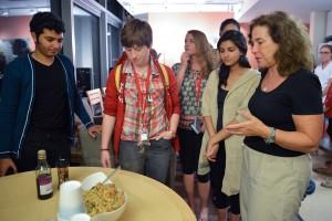 Faculty-in-residence and Sargent College of Health and Rehabilitation Sciences professor Karen Jacobs hosts the Sargent Choice Test Kitchen every Wednesday in her Student Village II apartment. PHOTO BY HEATHER GOLDIN/DAILY FREE PRESS STAFF