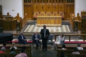 The Ferguson forum held at Marsh Chapel Wednesday evening addressed student and faculty perspectives on the August 9 shooting of Michael Brown that happened in Ferguson, Missouri. PHOTO BY KYRA LOUIE/DAILY FREE PRESS STAFF